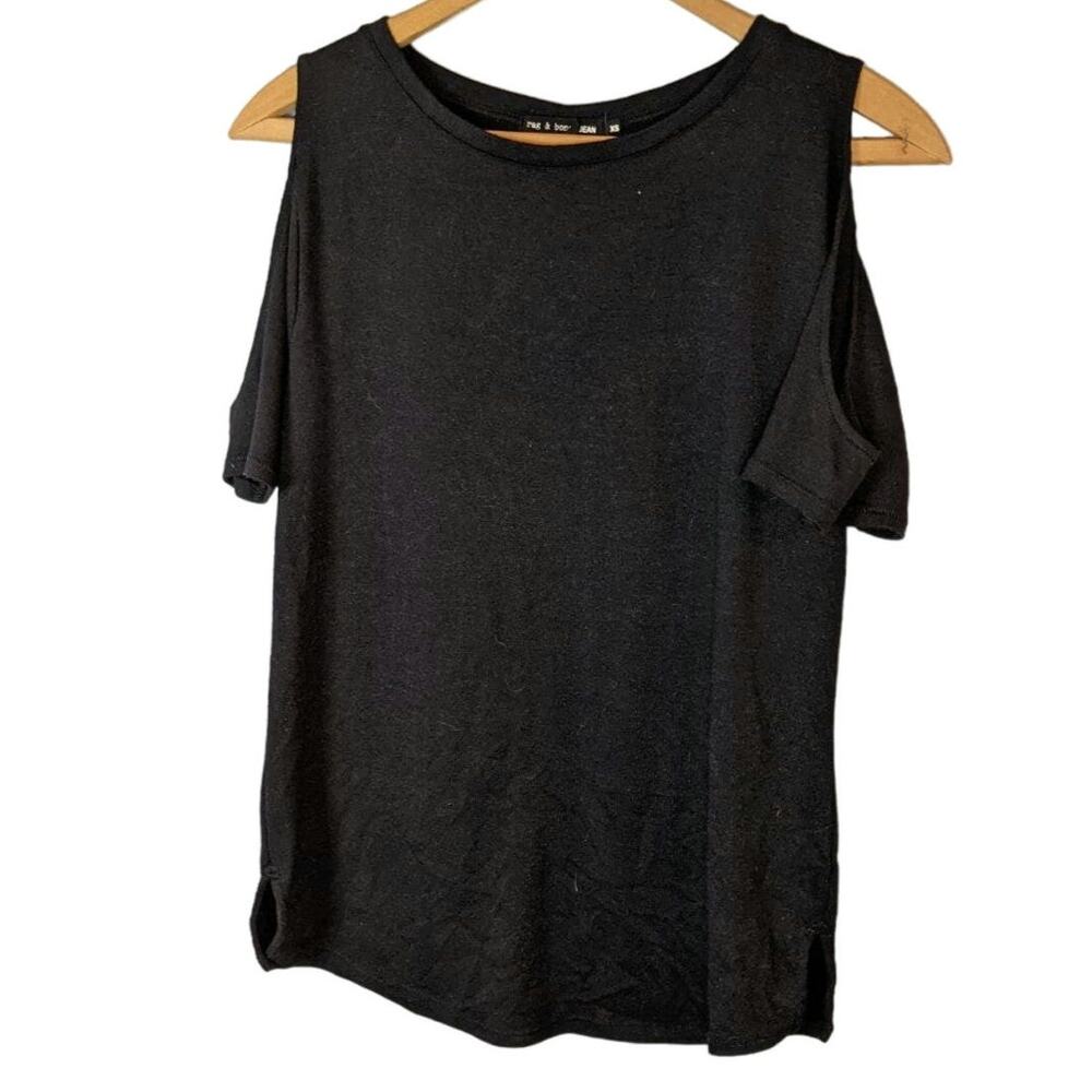 Black Cold Shoulder Rag and Bone Top Blouse Quiet Luxury Office Goth Witch xs